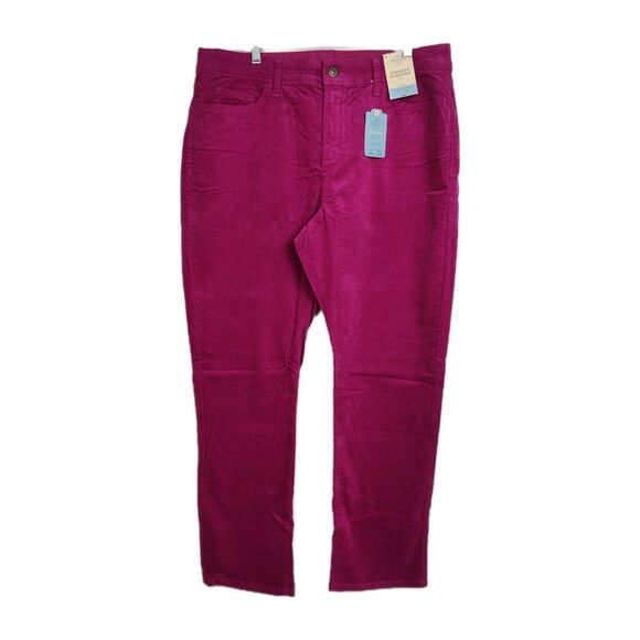 St. John's Bay Corduroy Pants Women's Size 18 Festival Fuscsia Straight Leg NWT - Picture 1 of 10